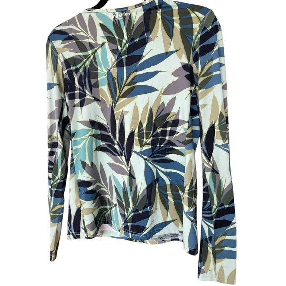 Hang Ten Rash Guard Sun Shirt SPF 50 Size Small With Zipper Pocket Palm Print - Picture 7 of 8